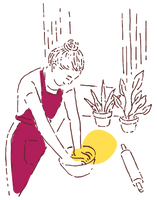 Illustration of woman baking 